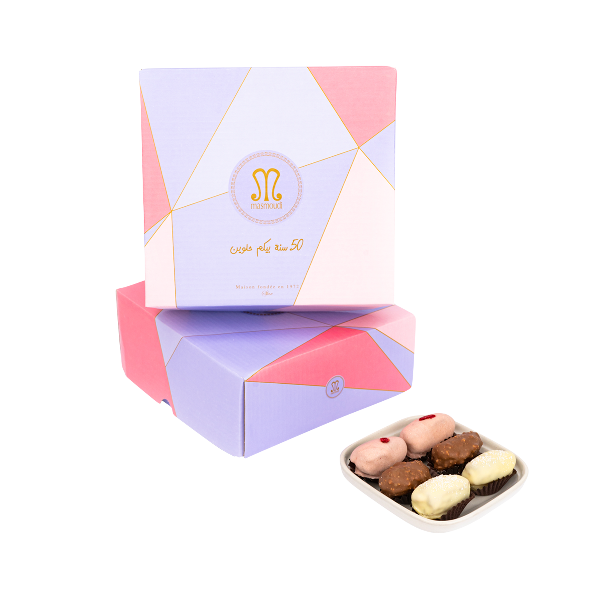 Crunchy coated Tunisian date bites in 500g box