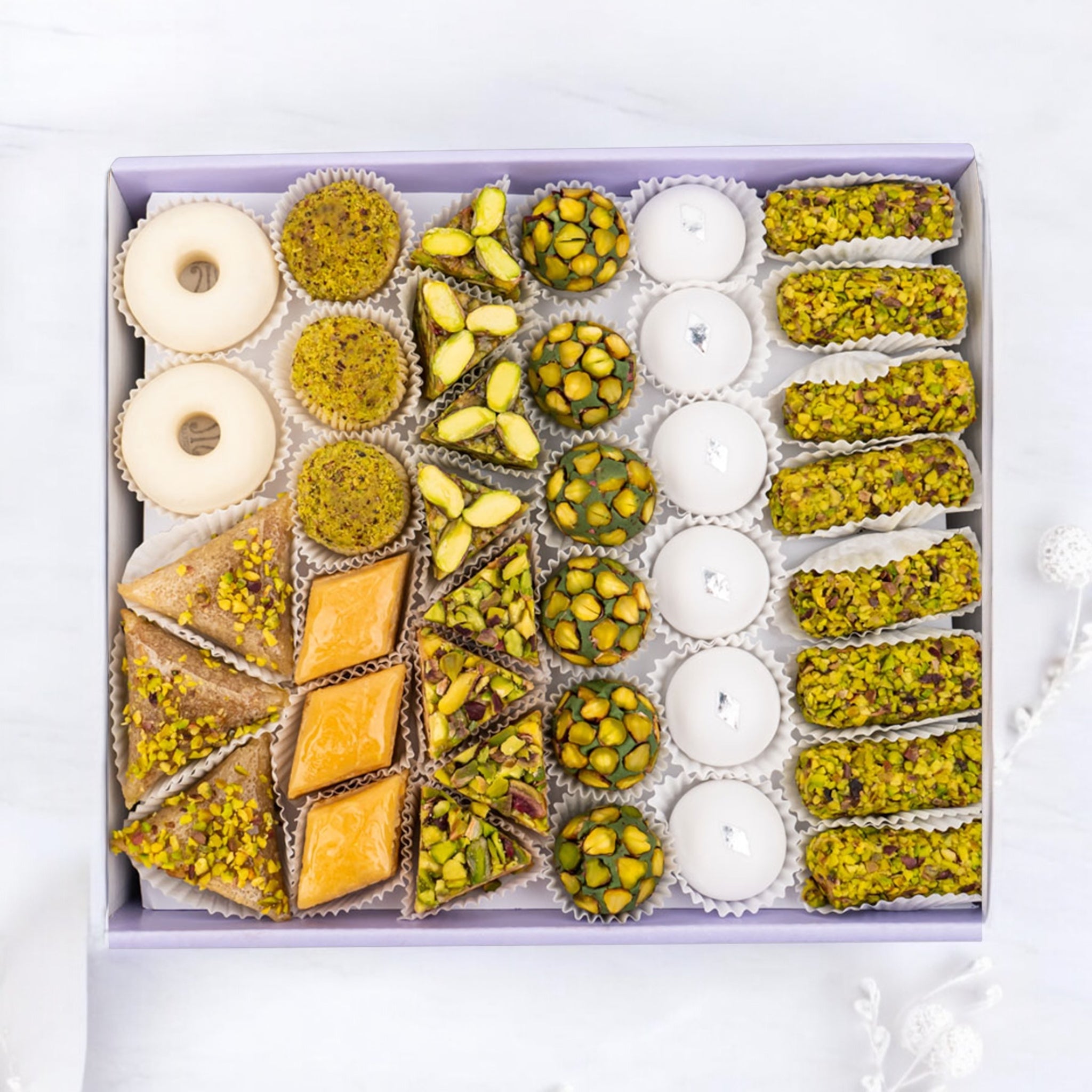 Festive holiday Tunisian pastry gift box with 67 assorted pieces