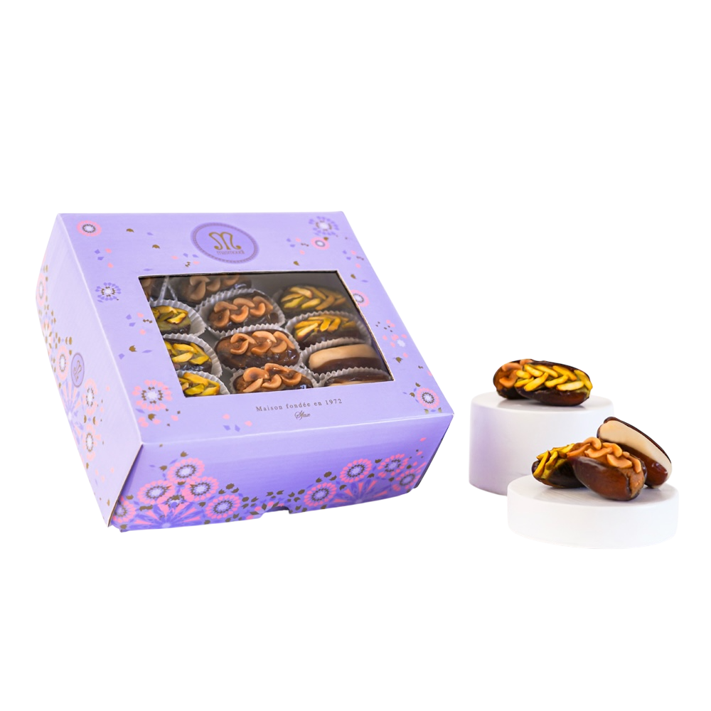Gift box of Tunisian stuffed dates filled with nuts, 24 pieces